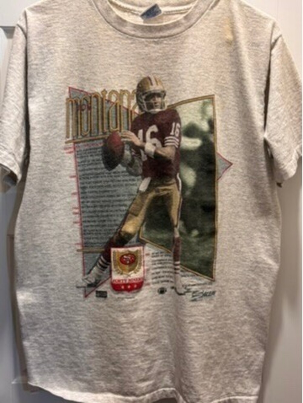 Vintage Late 1980s/Early 1990s Joe Montana Salem Sportswear 49ers T-Shirt